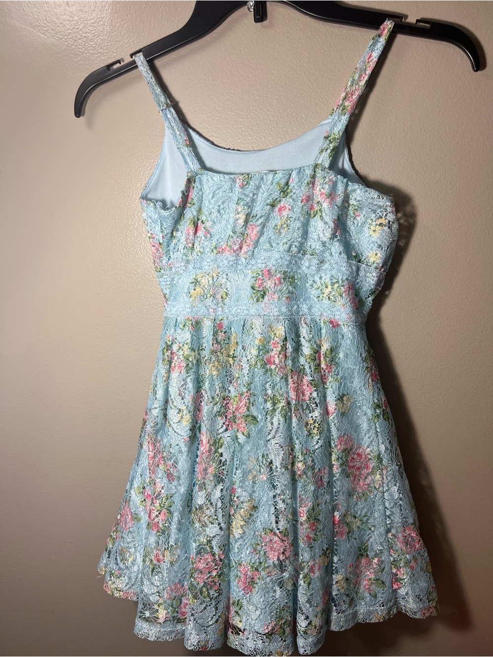 Knitworks Powder Blue Lace Floral Dress - Picture 3 of 6